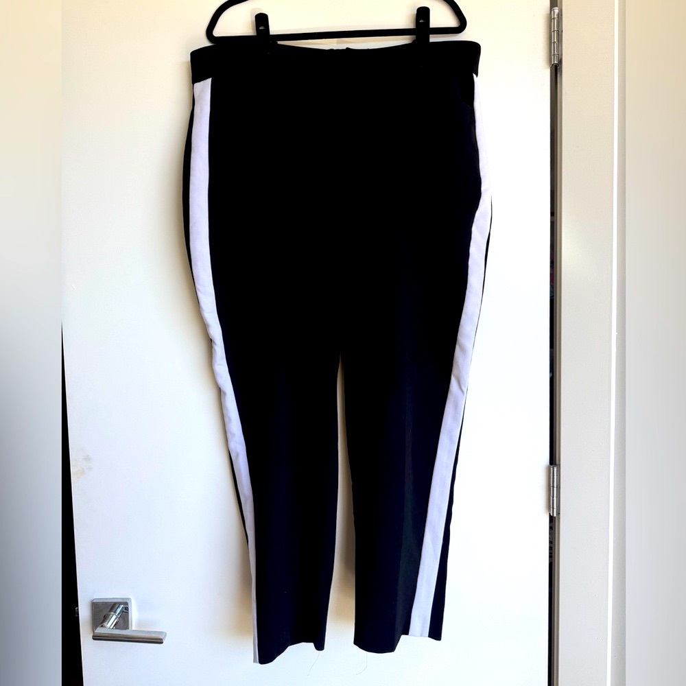 Eloquii Black Pants with White Stripes